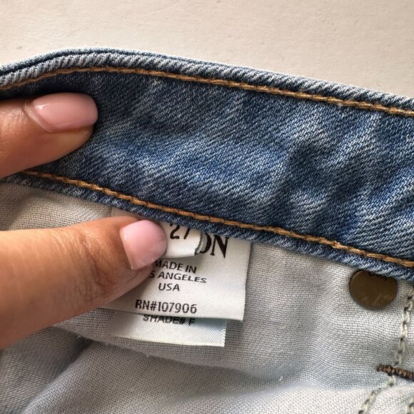 Hudson Womens Flared Jeans Size 27 Made In USA Medium Wash Denim Distressed - Picture 6 of 12